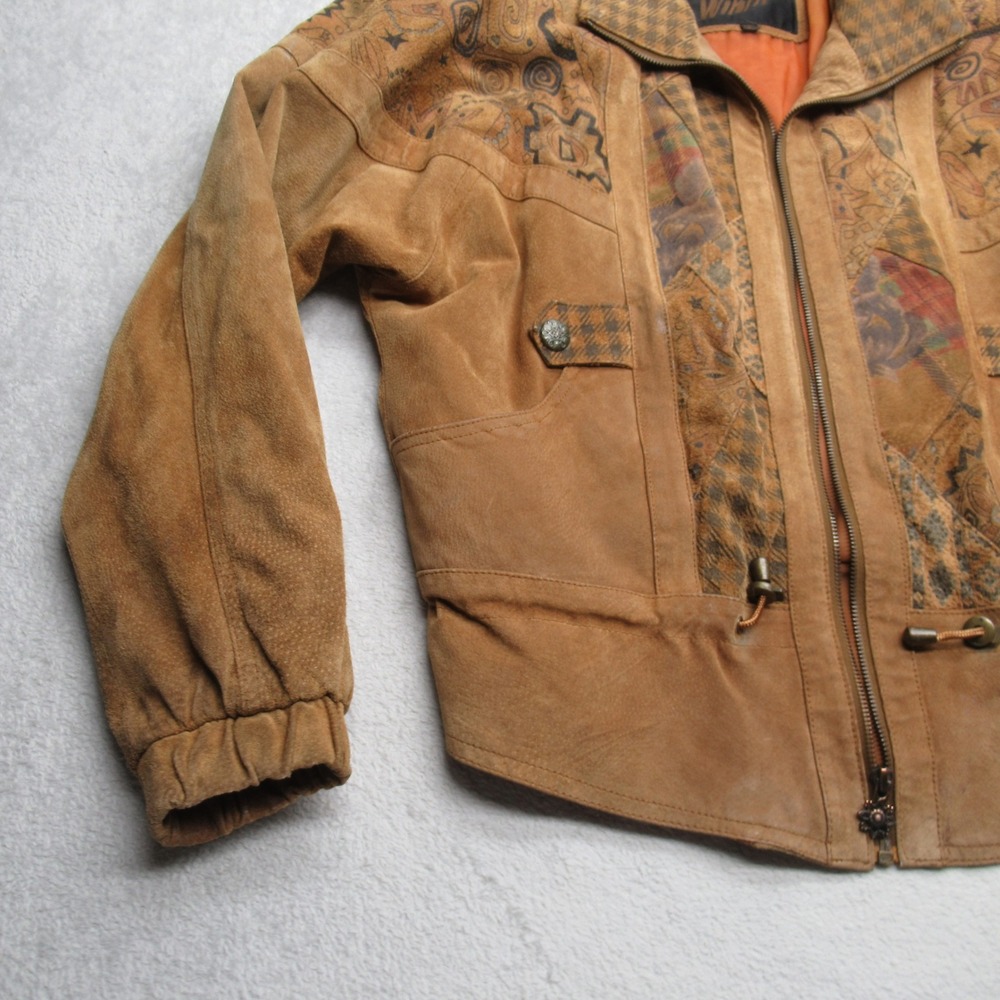Winlit Genuine Leather Jacket Women Medium Brown Western NEEDS ZIPPER REPAIR VTG - Picture 8 of 16